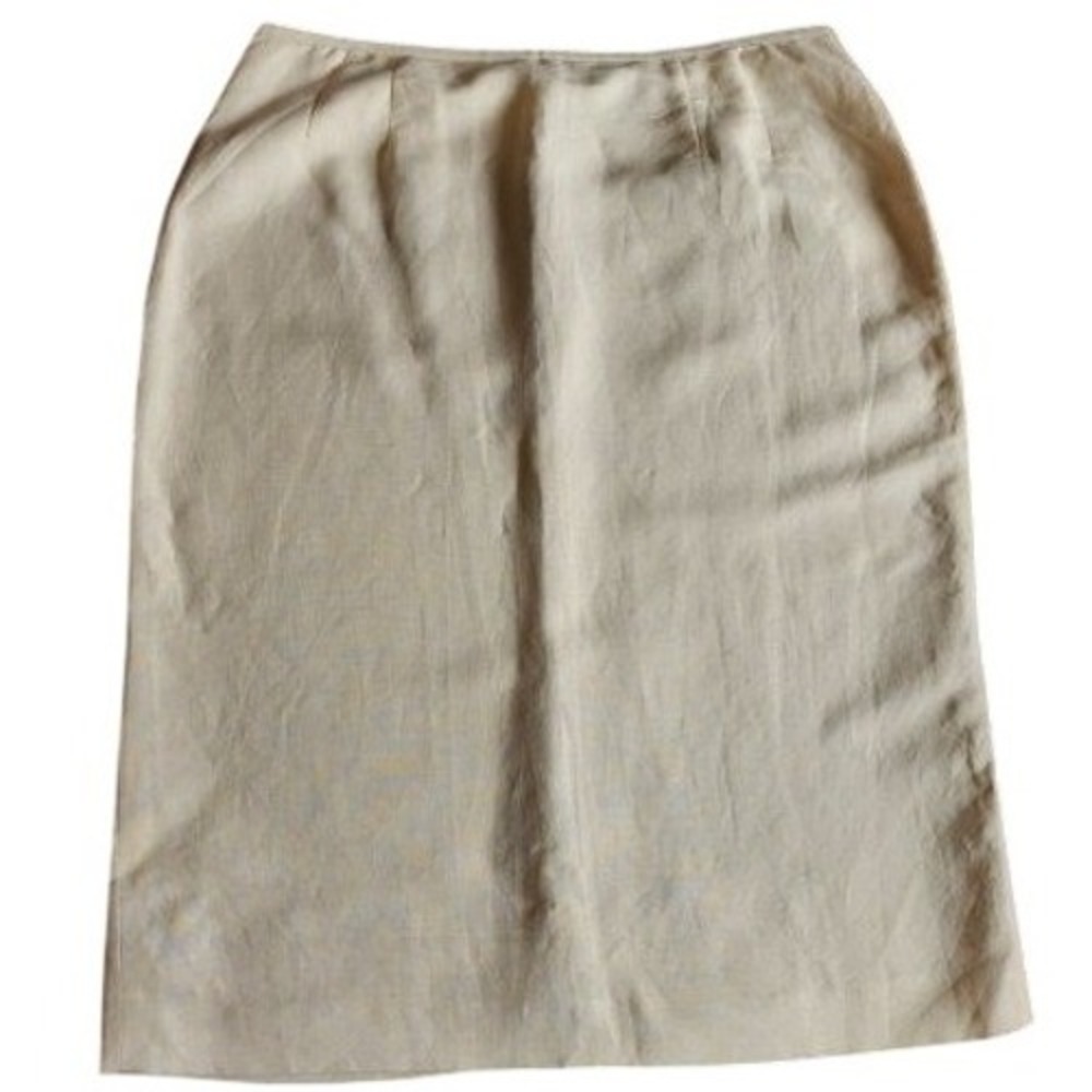 Kasper Womens Classic Cream Vintage Linen Blend Lined Pencil Skirt 12
